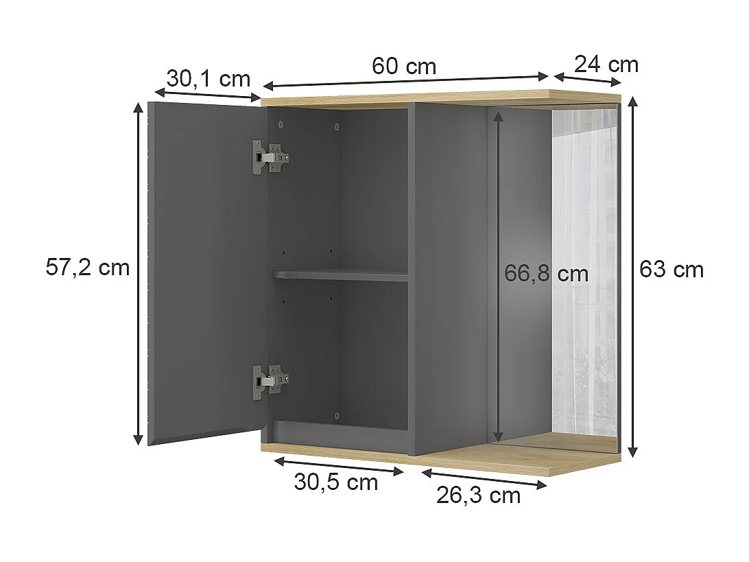 armoire de toilette anthracite 60x24x63 livia