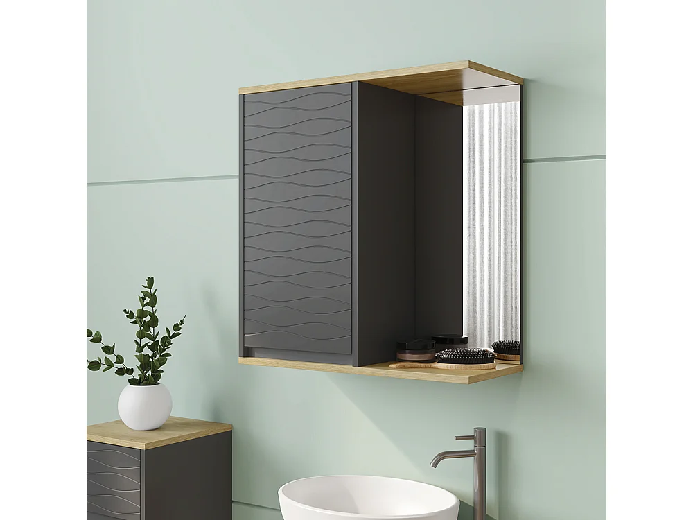 armoire de toilette anthracite 60x24x63 livia