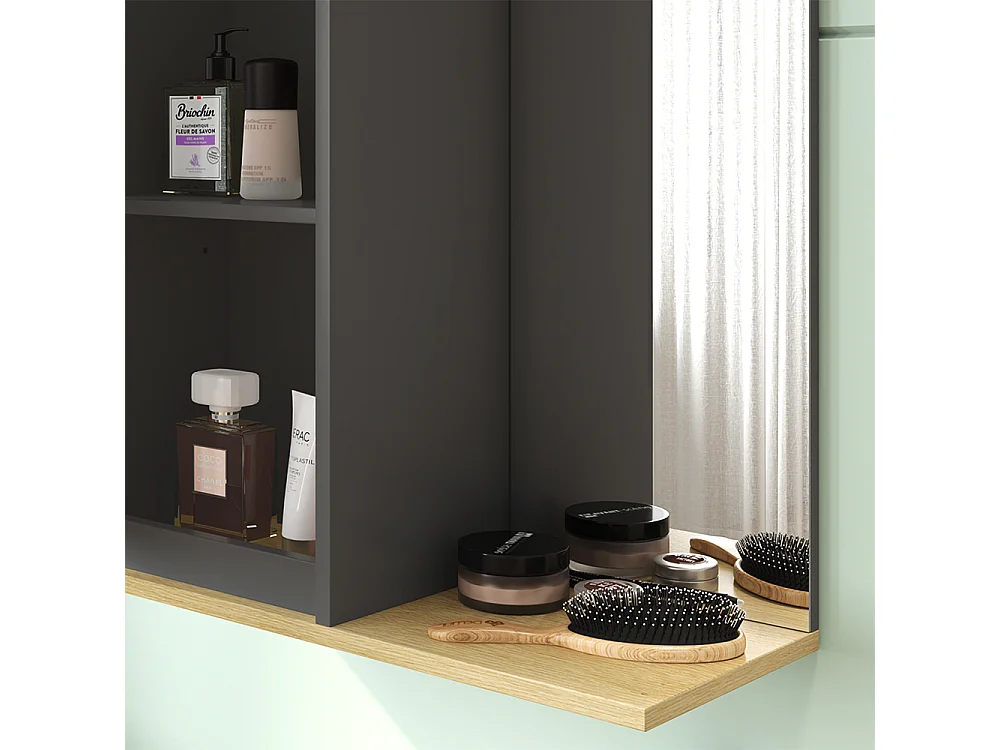 armoire de toilette anthracite 60x24x63 livia