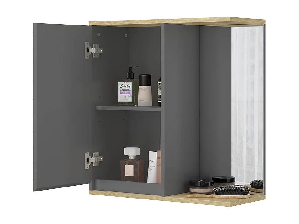 armoire de toilette anthracite 60x24x63 livia