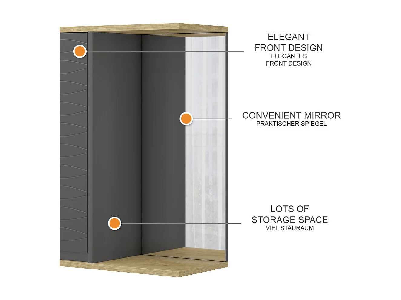 armoire de toilette anthracite 60x24x63 livia