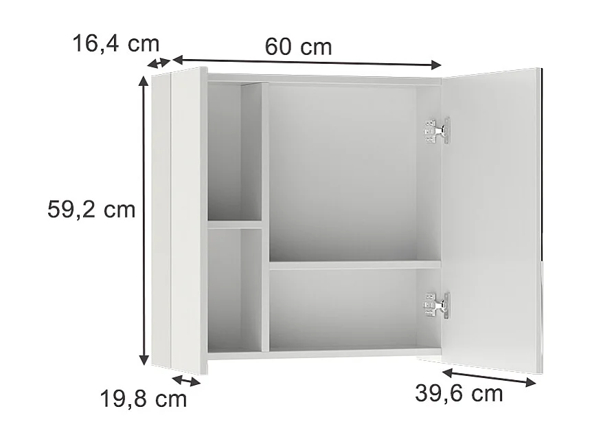 Armario con espejo para baño blanco 60x16.4x59.2 leopold