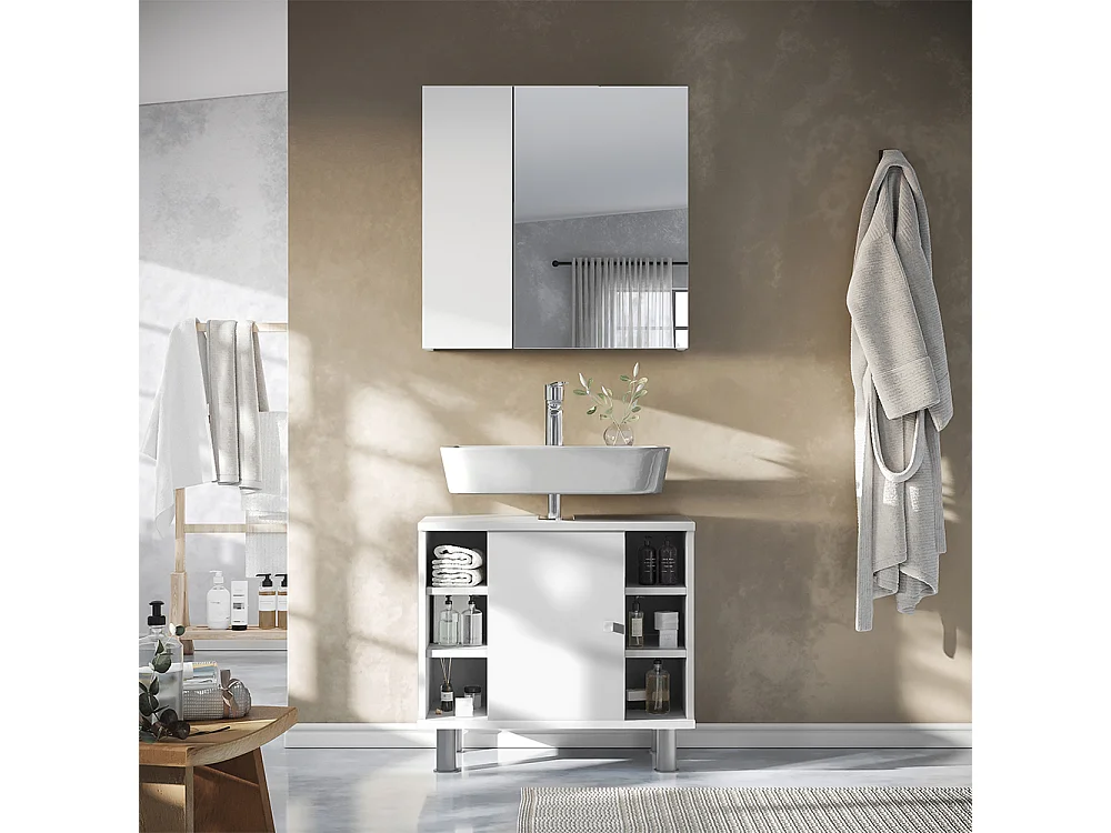 Armoire de toilette blanc 60x16.4x59.2 leopold