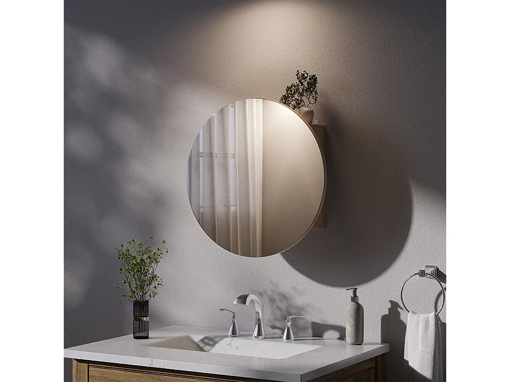 Armario con espejo para baño roble dorado 50x17.4x50 loki