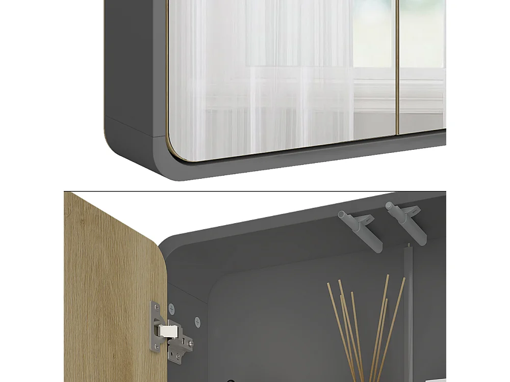 armoire de toilette anthracite/chêne 60x12x60 arla