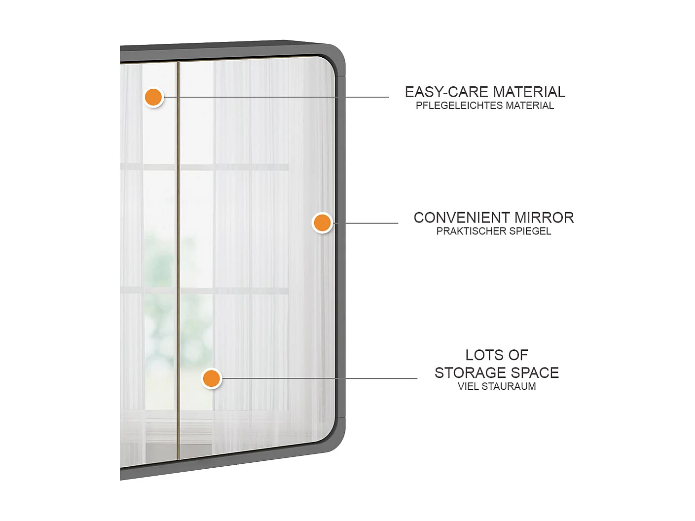 armoire de toilette anthracite/chêne 60x12x60 arla