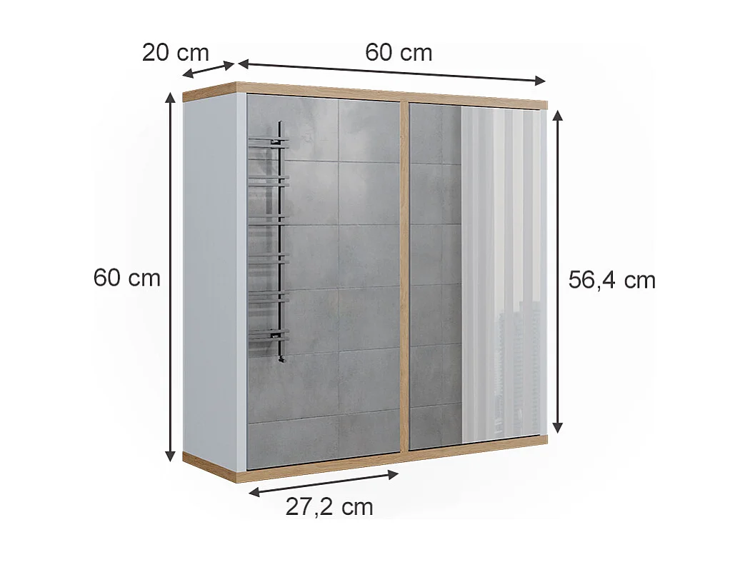 Armoire de toilette blanc/artisan 60x20x60 didi