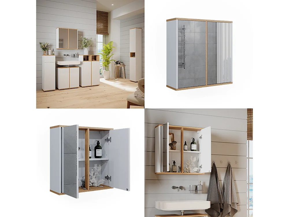 Armoire de toilette blanc/artisan 60x20x60 didi