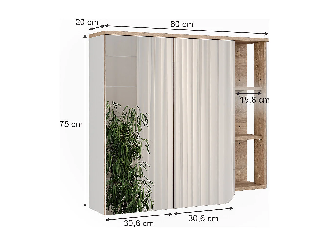 Armoire de toilette sonoma/blanc 80x20x75 karen