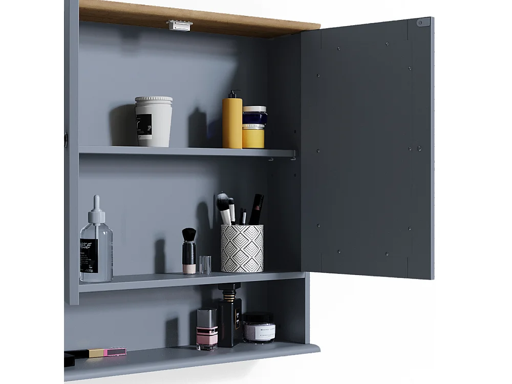 Armario con espejo para baño gris 56x13x58 bianco