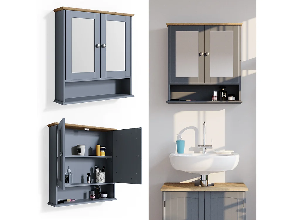 Armoire de toilette gris 56x13x58 bianco