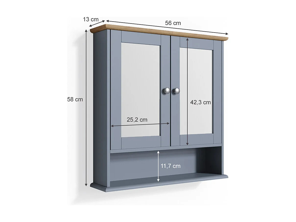 Armoire de toilette gris 56x13x58 bianco