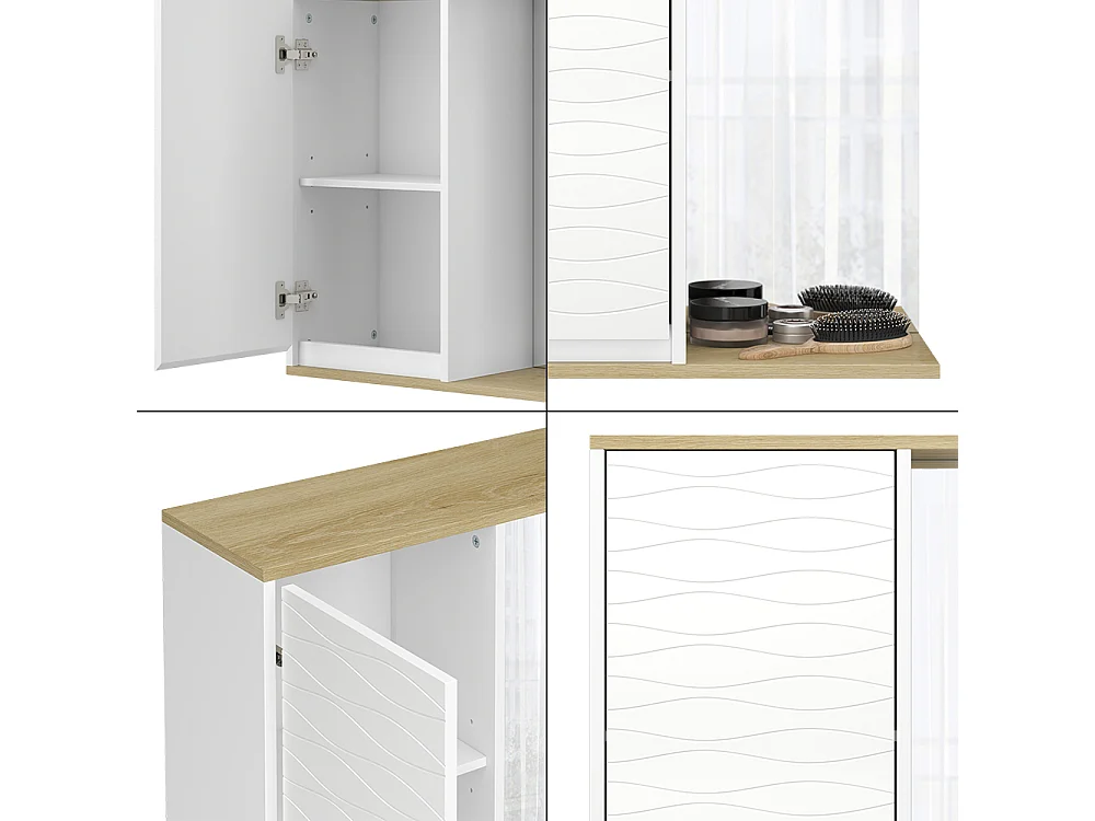 Armario con espejo de baño blanco 60x24x63 livia