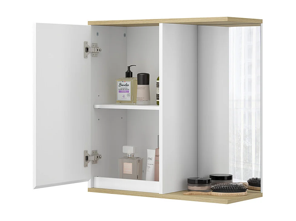 Armario con espejo de baño blanco 60x24x63 livia
