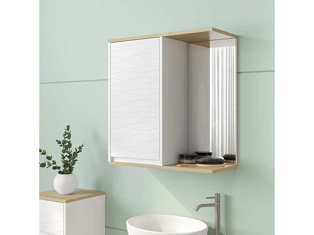 Armoire de salle de bain miroir blanc 60x24x63 livia