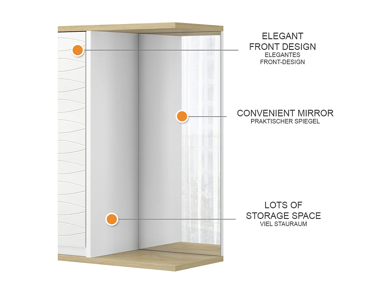 Armoire de salle de bain miroir blanc 60x24x63 livia