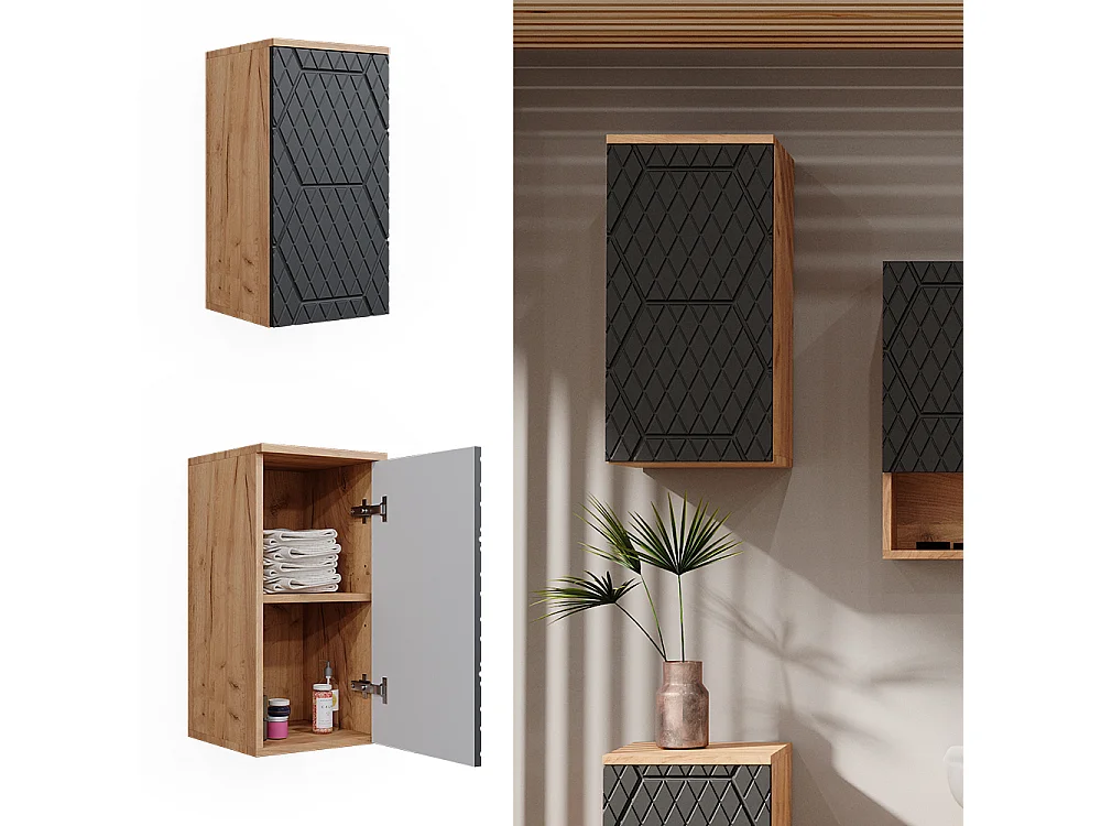 Mueble de baño antracita con estructura de panal 30x24x59 irma