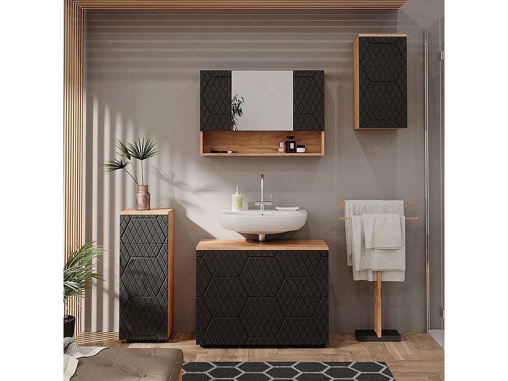 Mueble de baño antracita con estructura de panal 30x24x59 irma