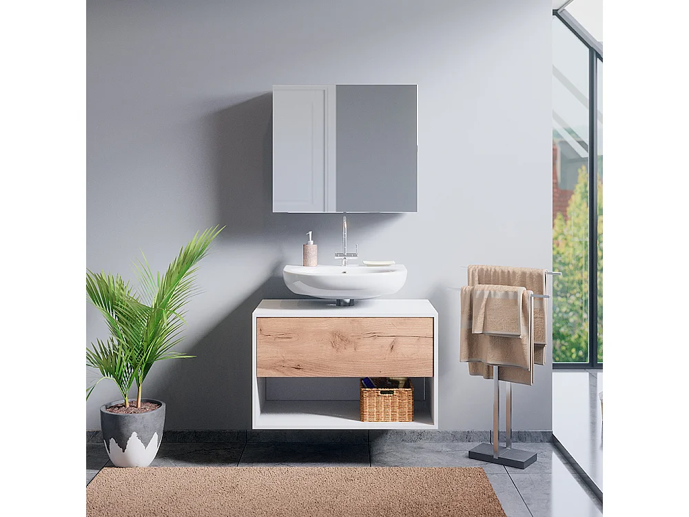 Armario con espejo para baño blanco 67x18x59.2 kate