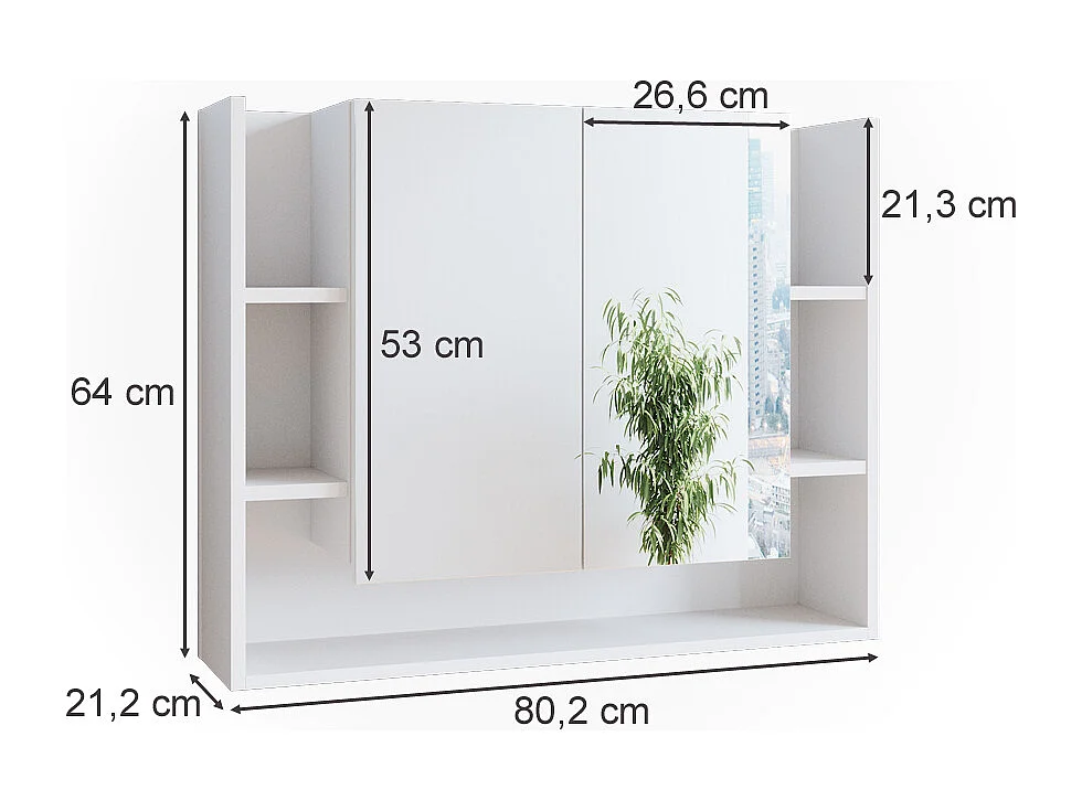 Armoire de toilette blanc 80.2x21.2x64 elira