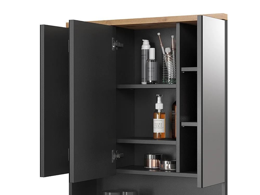 Armario con espejo para baño antracita 70x21.7x77.5 eden