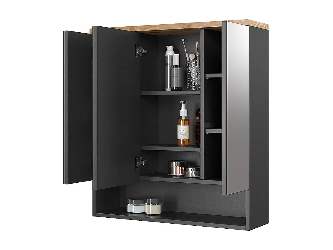 Armario con espejo para baño antracita 70x21.7x77.5 eden