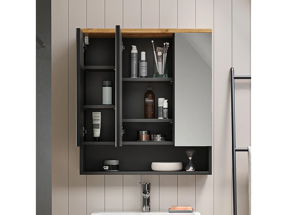 Armoire de toilette anthracite 70x21.7x77.5 eden