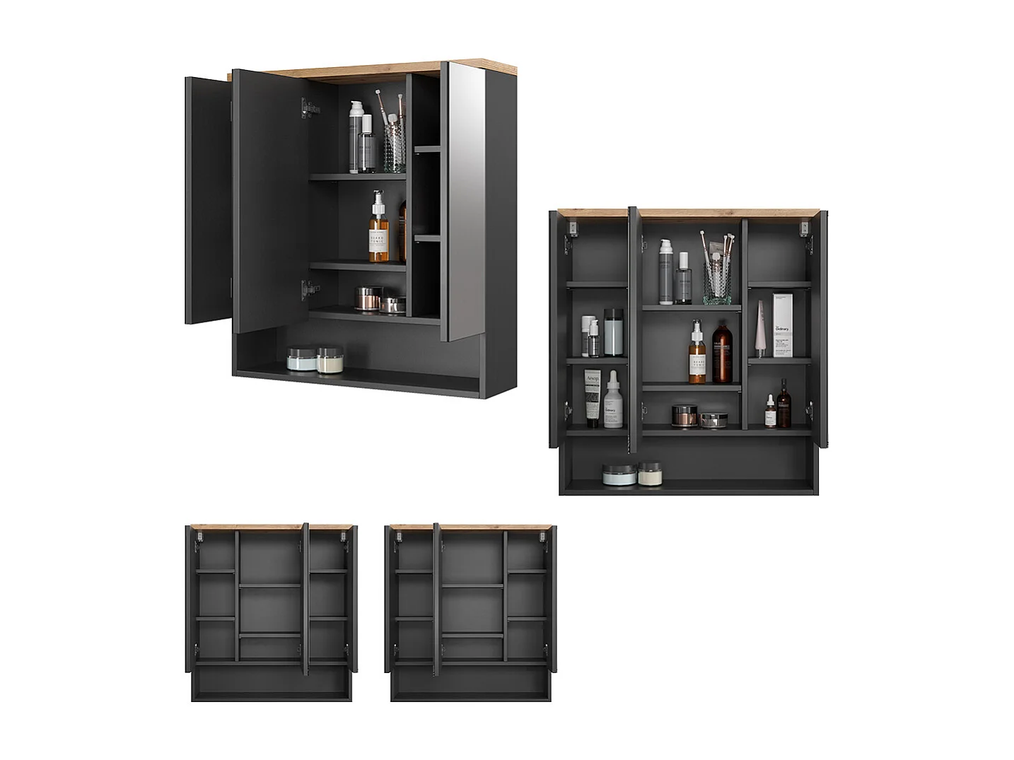 Armoire de toilette anthracite 70x21.7x77.5 eden