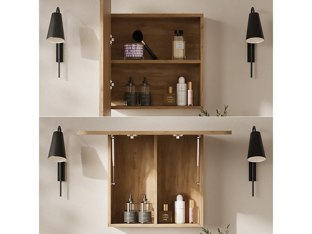 Armoire de toilette chêne de force doré 70x17.4x50 zino