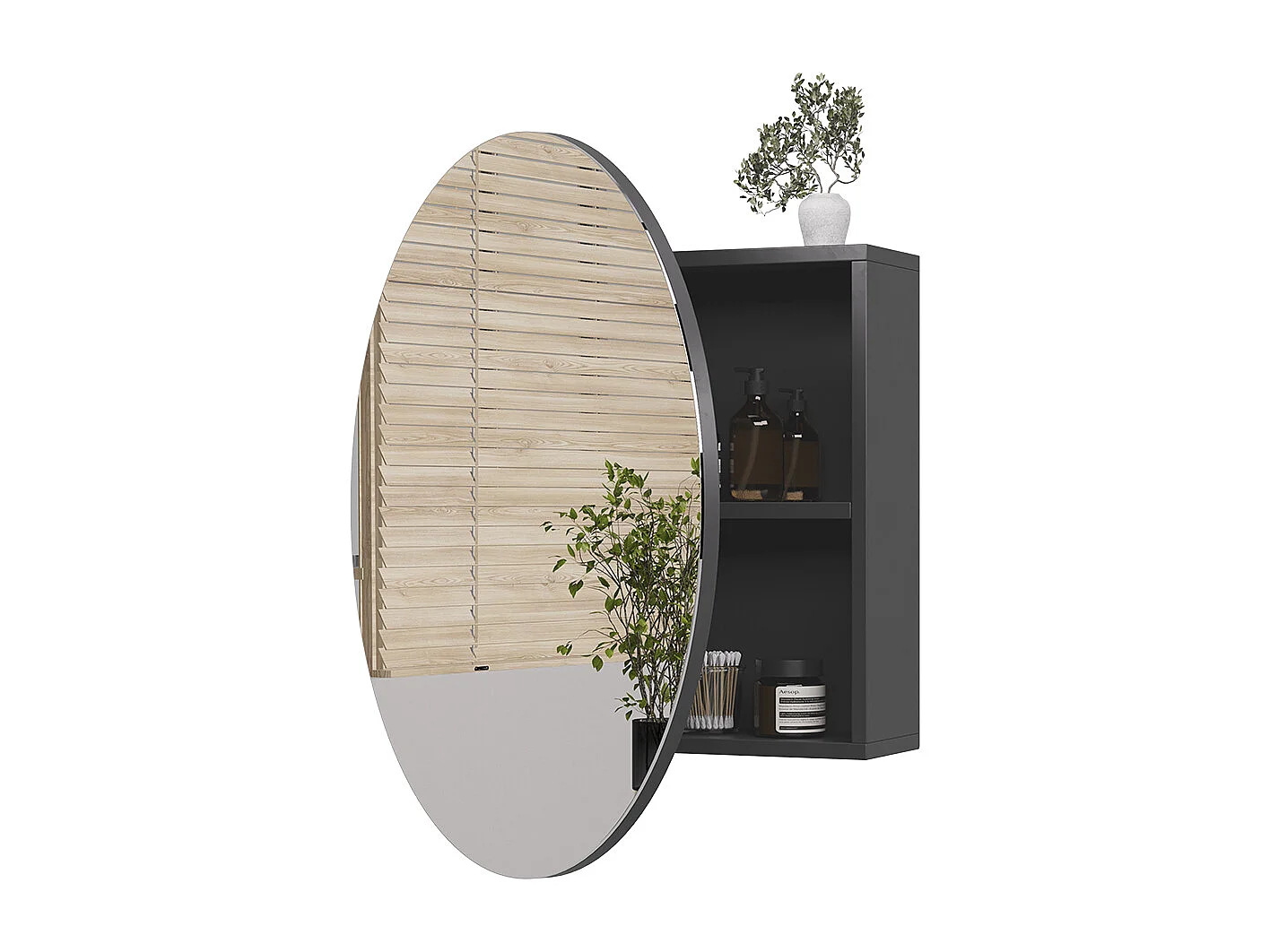 Armario con espejo para baño antracita 70x17.4x70 loki