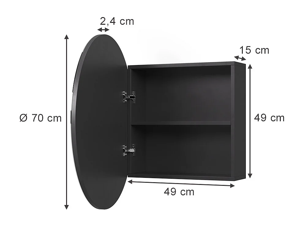 Armoire de toilette anthracite 70x17.4x70 loki