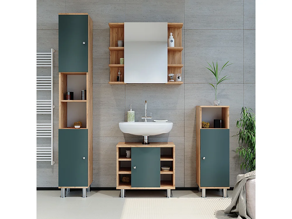 Armoire de toilette chêne 79.6x21.2x64 fynn