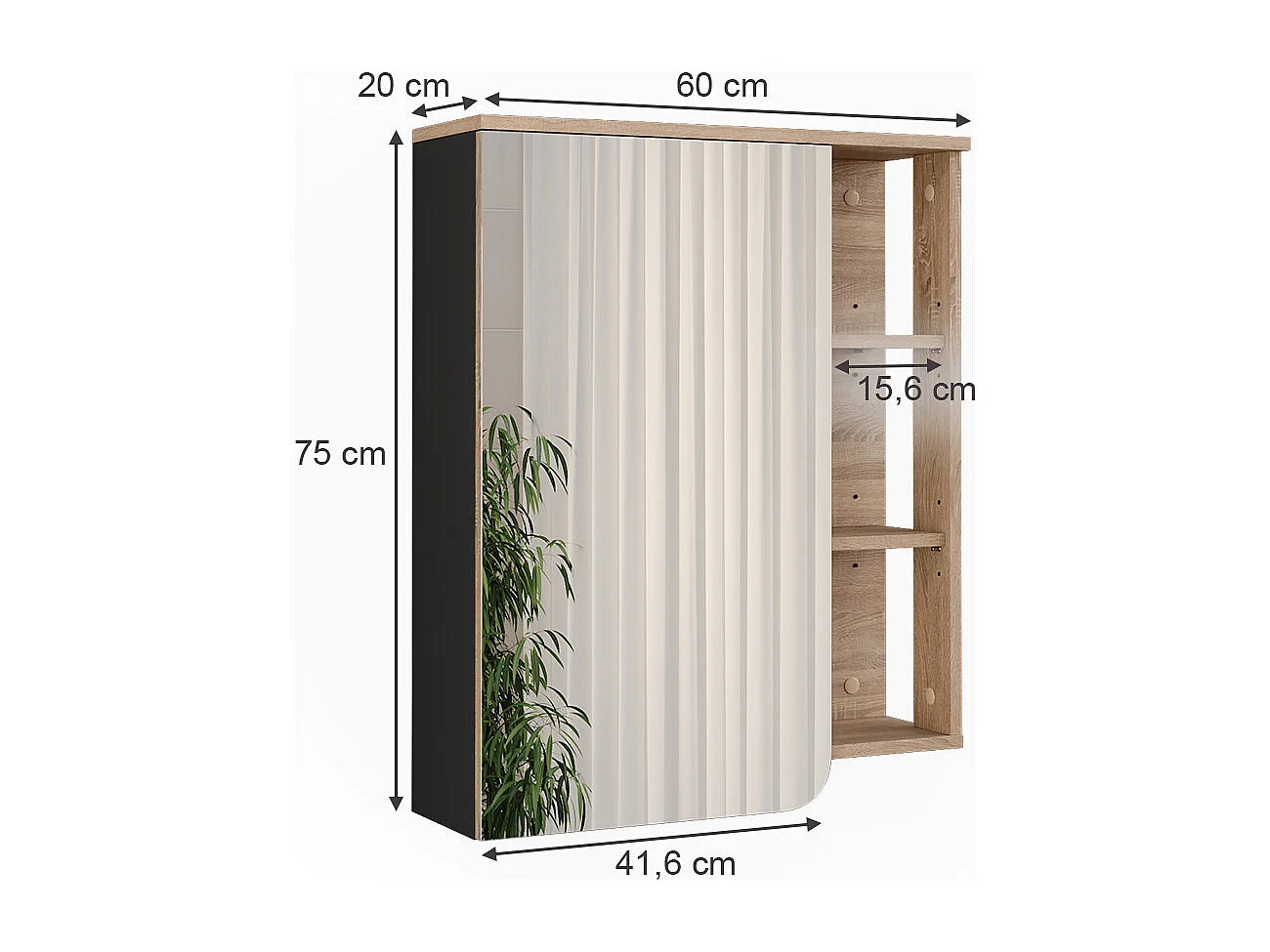 Armoire de toilette sonoma 60x20x75 karen