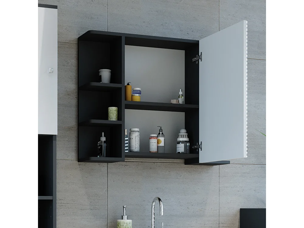 Armario con espejo para baño antracita 79.6x21.2x64 fynn