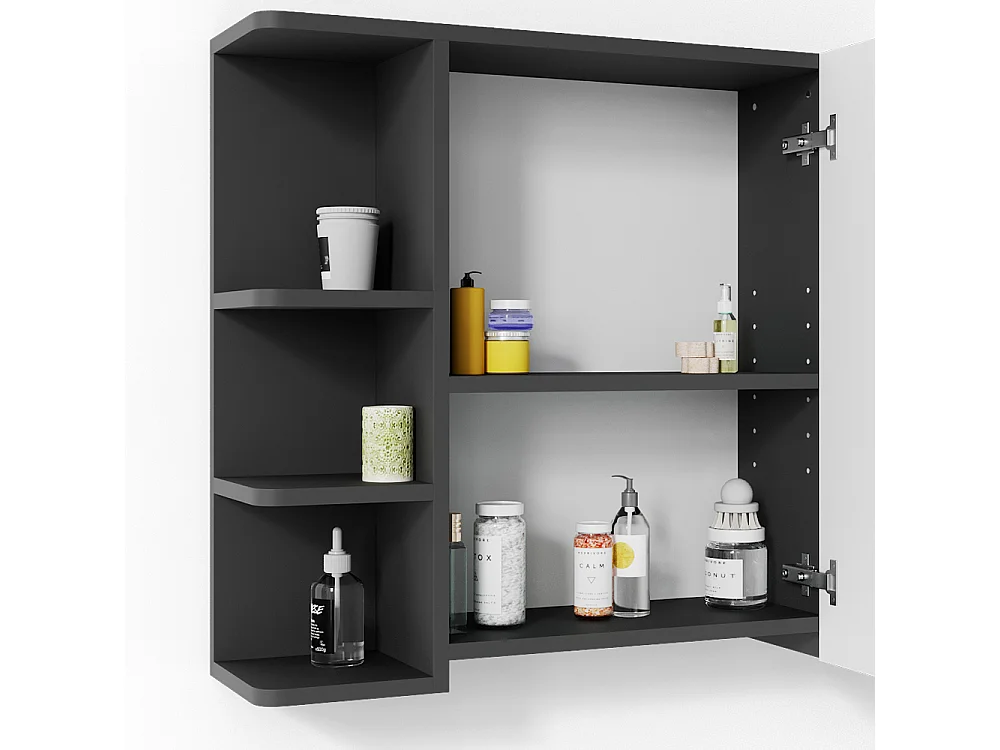 Armario con espejo para baño antracita 79.6x21.2x64 fynn