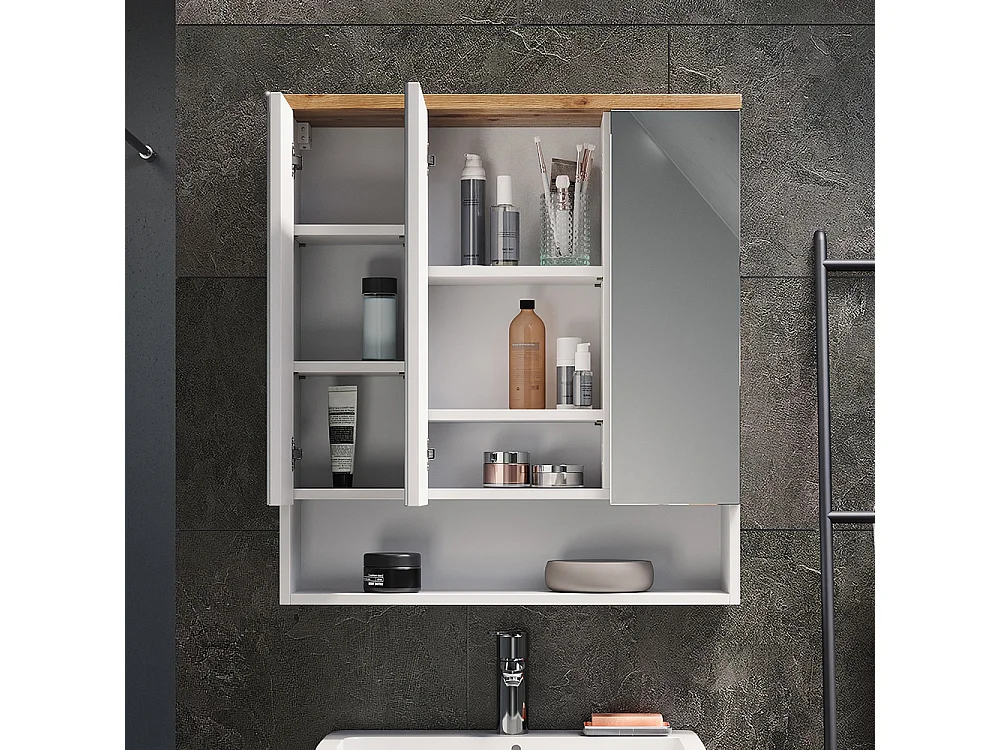 Armario con espejo para baño blanco 70x21.7x77.5 eden