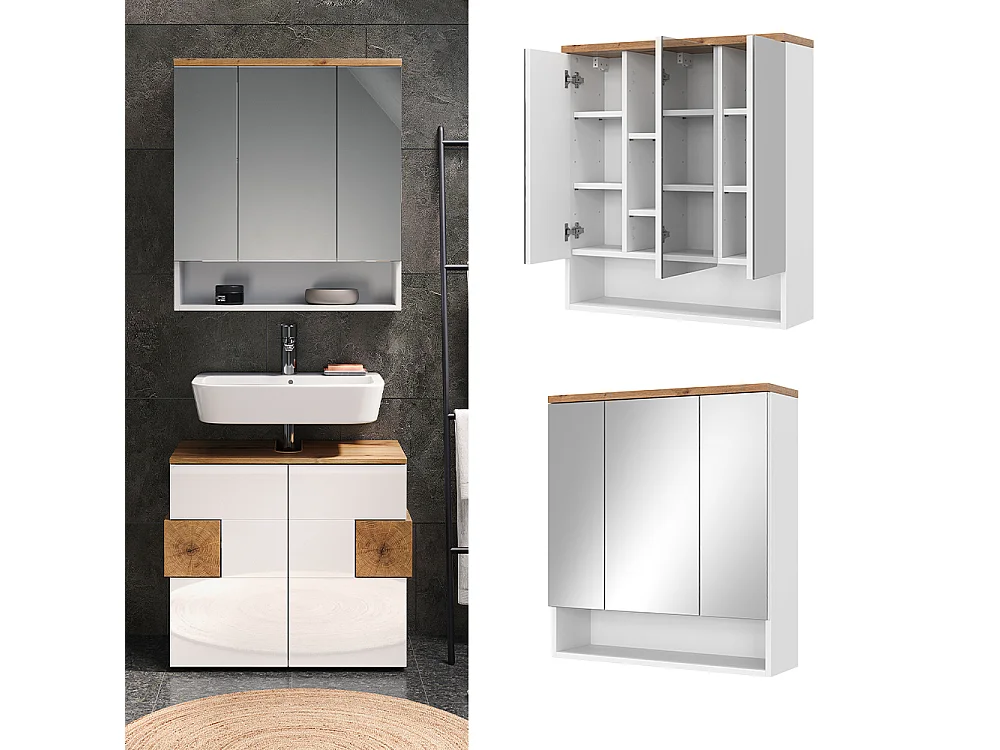Armoire de toilette blanc 70x21.7x77.5 eden