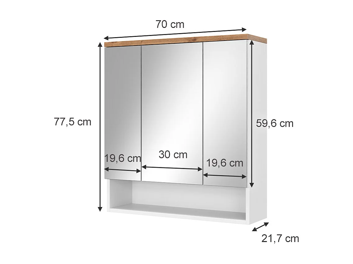 Armoire de toilette blanc 70x21.7x77.5 eden