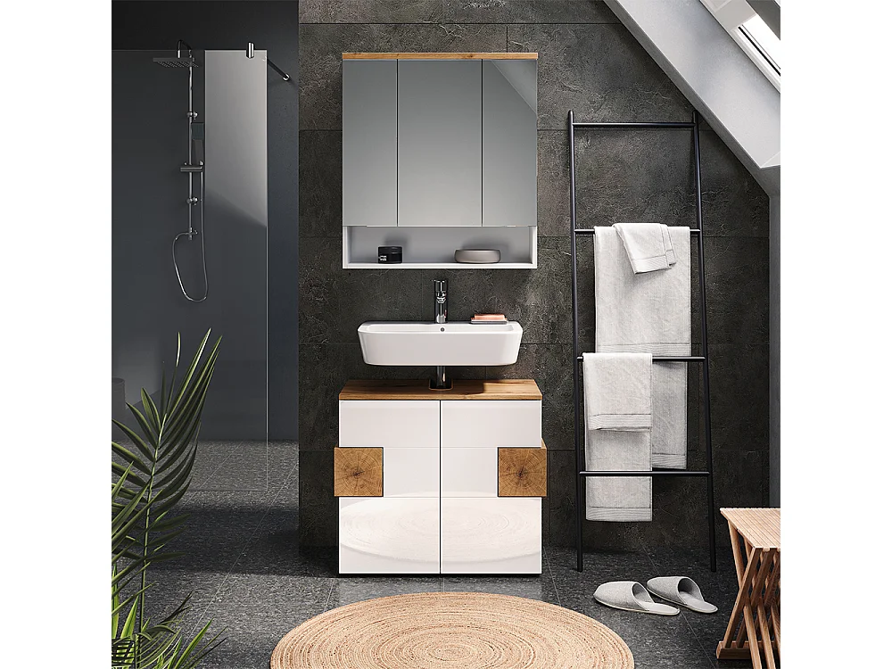 Armoire de toilette blanc 70x21.7x77.5 eden