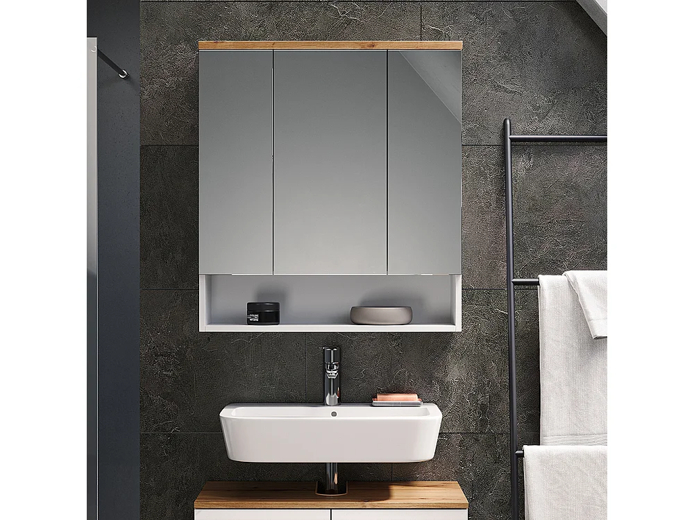 Armario con espejo para baño blanco 70x21.7x77.5 eden