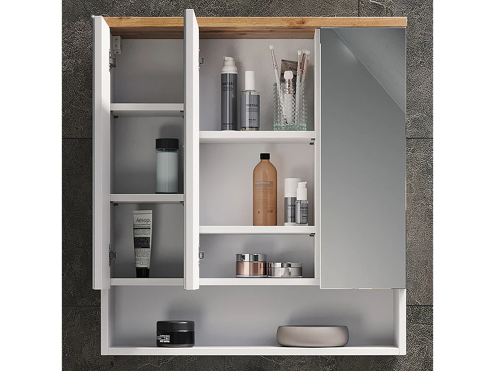 Armario con espejo para baño blanco 70x21.7x77.5 eden