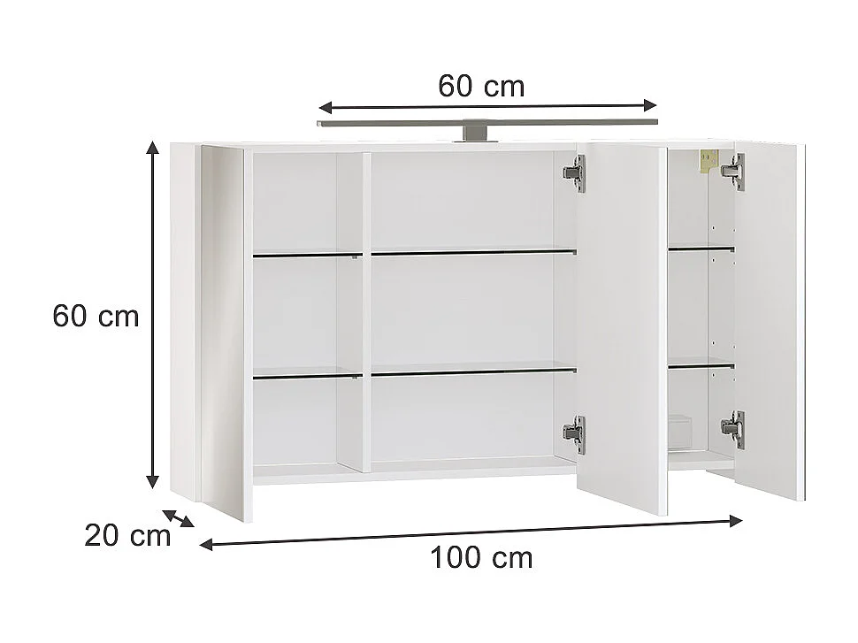 Armario con espejo de baño blanco 100x20x60 lavio