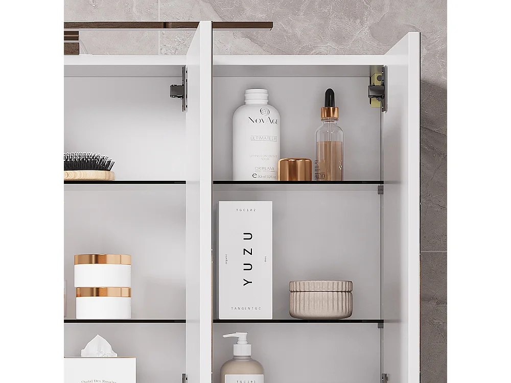 Armario con espejo de baño blanco 100x20x60 lavio