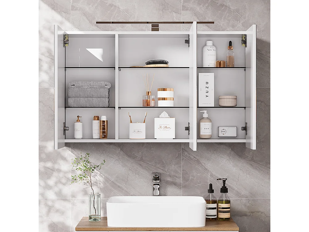 Armario con espejo de baño blanco 100x20x60 lavio