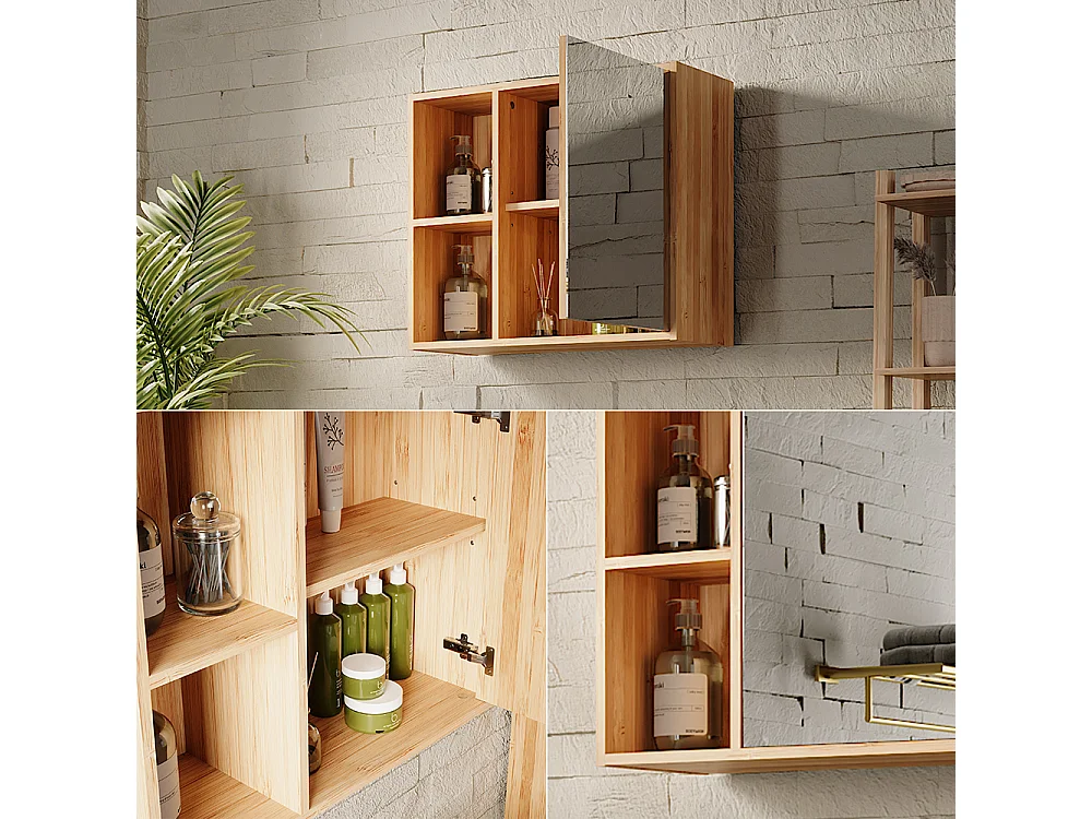 Armoire de toilette bambou 54x20x44.5 lucie