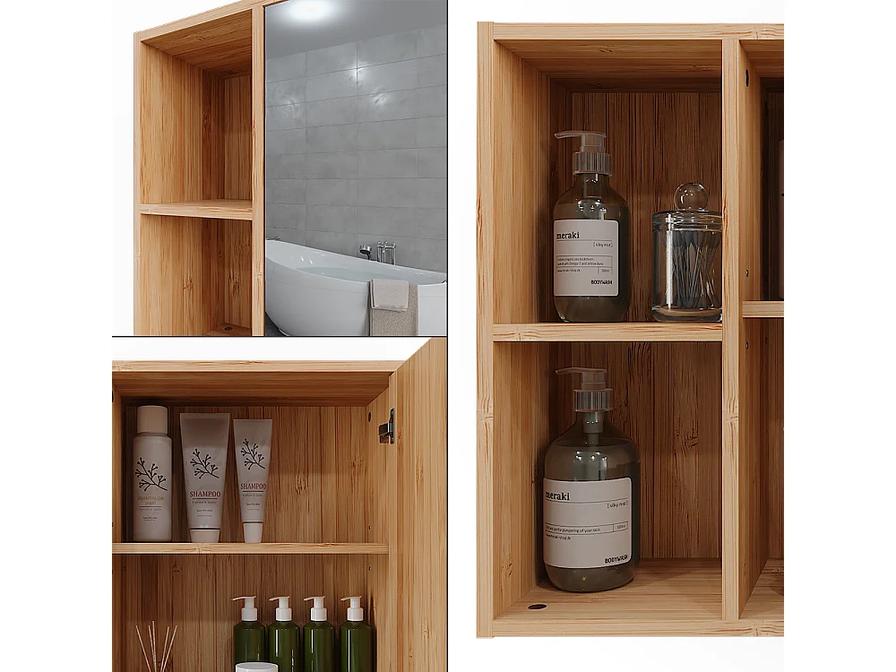 Armoire de toilette bambou 54x20x44.5 lucie