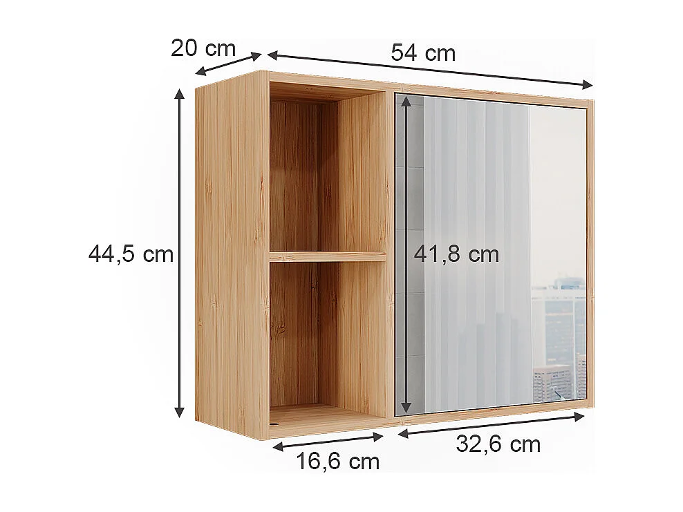 Armoire de toilette bambou 54x20x44.5 lucie