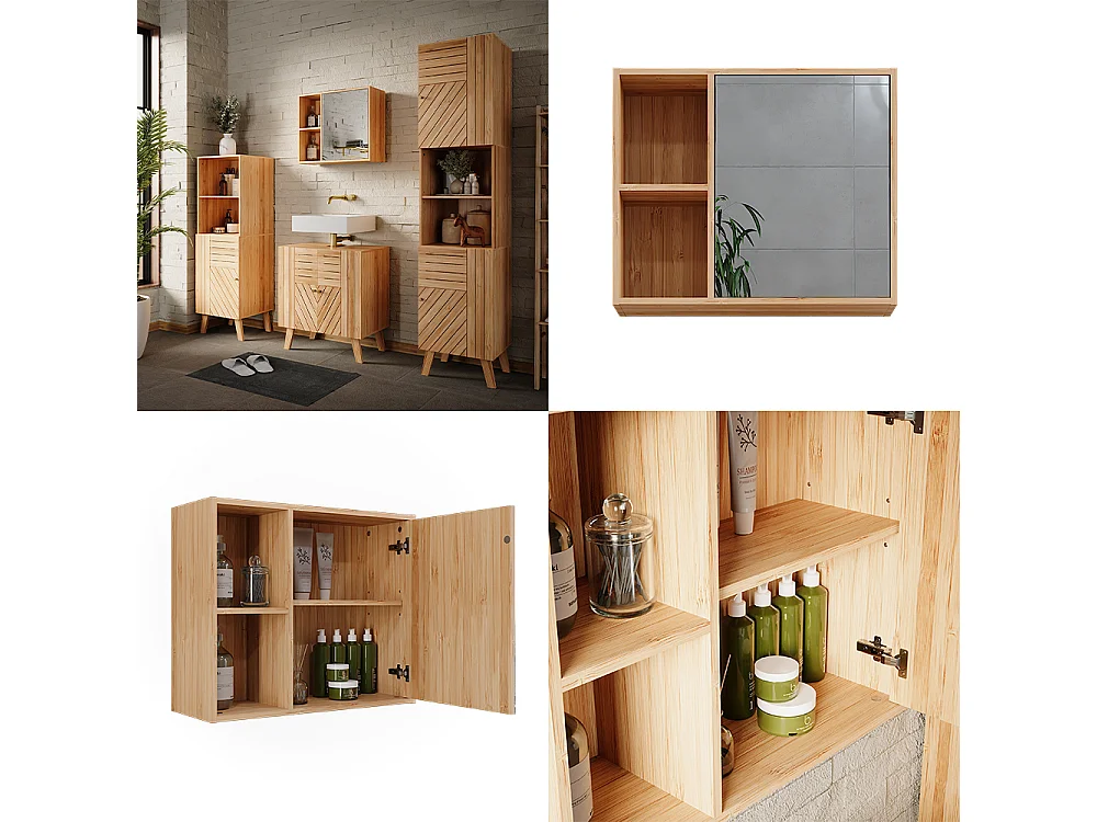 Armoire de toilette bambou 54x20x44.5 lucie
