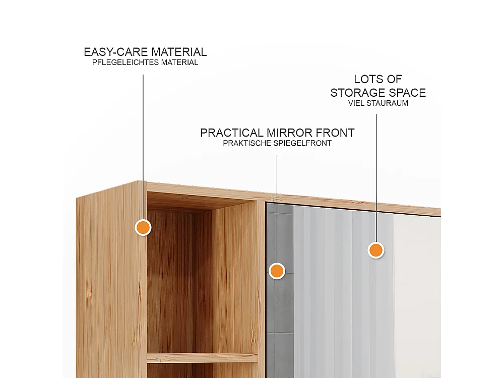 Armoire de toilette bambou 54x20x44.5 lucie