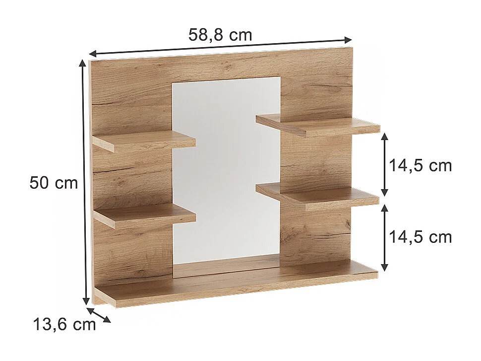 Armoire de toilette chêne de force doré 58.8x13.6x50 wilbur